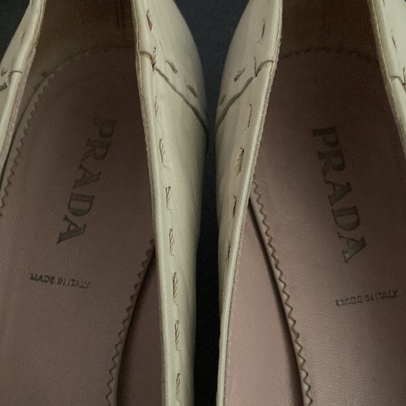 Prada Ivory Squared Pointy Toe Kitten Heel - Picture 4 of 4
